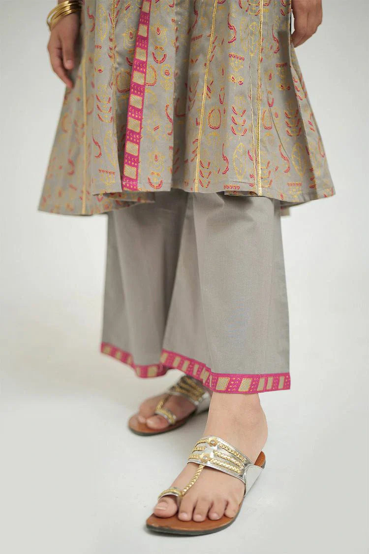 Picture of Senorita - KBD-02695 - Grey & Multicolor - Casual Plus 3 Piece Suit - Cotton Gold Print Lawn - Available at Raja Sahib