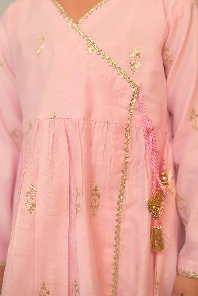 Picture of KBD-02839 | Pink & Gold | Casual Plus 3 Piece Suit | Cotton Jacquard - Available at Raja Sahib