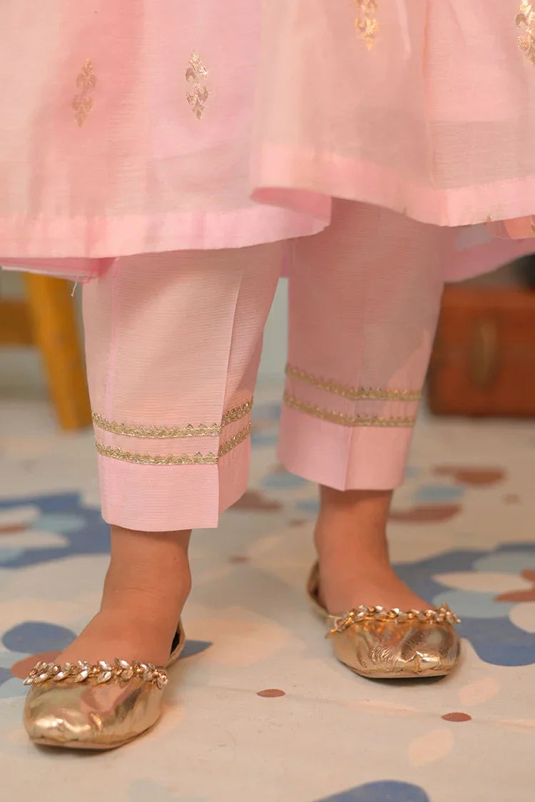 Picture of KBD-02839 | Pink & Gold | Casual Plus 3 Piece Suit | Cotton Jacquard - Available at Raja Sahib