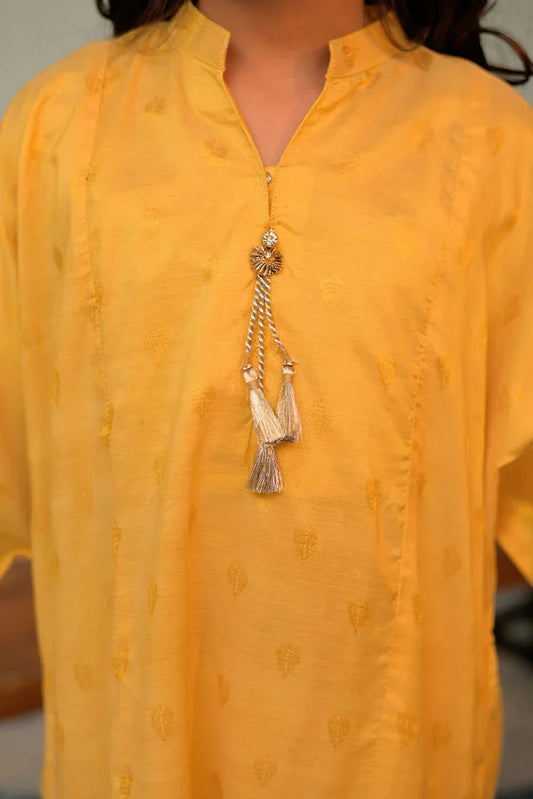Picture of KBC-02841 | Yellow | Casual Plus 3 Piece Suit | Viscose Jacquard - Available at Raja Sahib