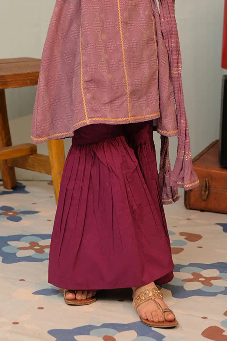 Picture of KBD-02845| Magenta & Gold | Casual Plus 3 Piece Suit | Cotton Jacquard - Available at Raja Sahib