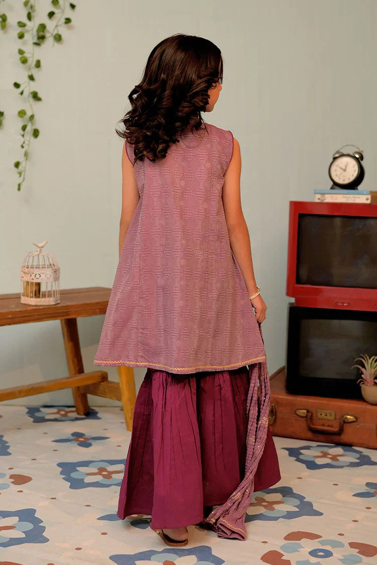 Picture of KBD-02845| Magenta & Gold | Casual Plus 3 Piece Suit | Cotton Jacquard - Available at Raja Sahib