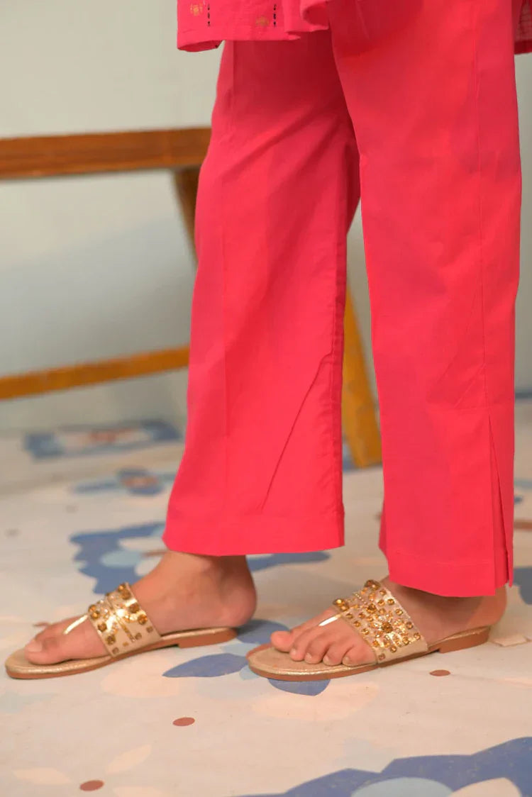 Picture of KBD-02846 | Shocking Pink & Multicolor | Casual Plus 3 Piece Suit | Cotton Jacquard - Available at Raja Sahib