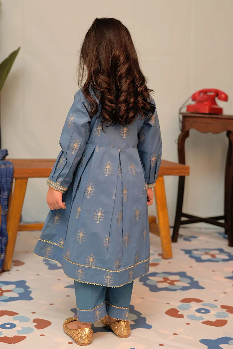 Picture of <!--axb-->KBD-02857 | Blue & Gold | Casual Plus 3 Piece Suit | Cotton Jacquard - Available at Raja Sahib