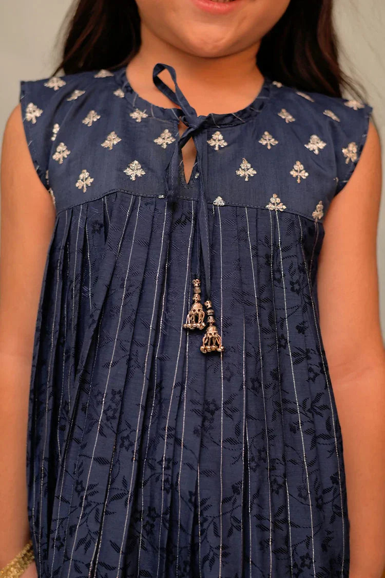 Picture of KBD-02858 | Dark Blue & Silver | Casual Plus 3 Piece Suit | Cotton Viscose Filament Jacquard - Available at Raja Sahib