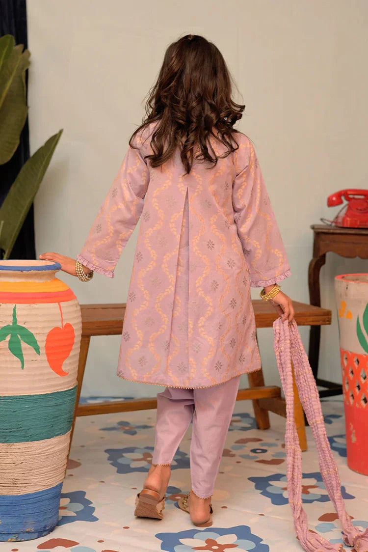 Picture of KBD-02866 | Purple & Gold | Casual Plus 3 Piece Suit | Cotton Jacquard - Available at Raja Sahib