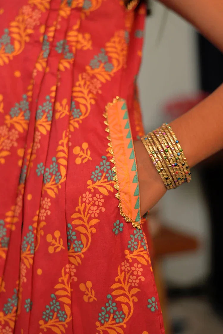 Picture of KBD-02882 | Red & Multicolor | Casual Plus 3 Piece Suit | Cotton Lawn Gold Printed - Available at Raja Sahib