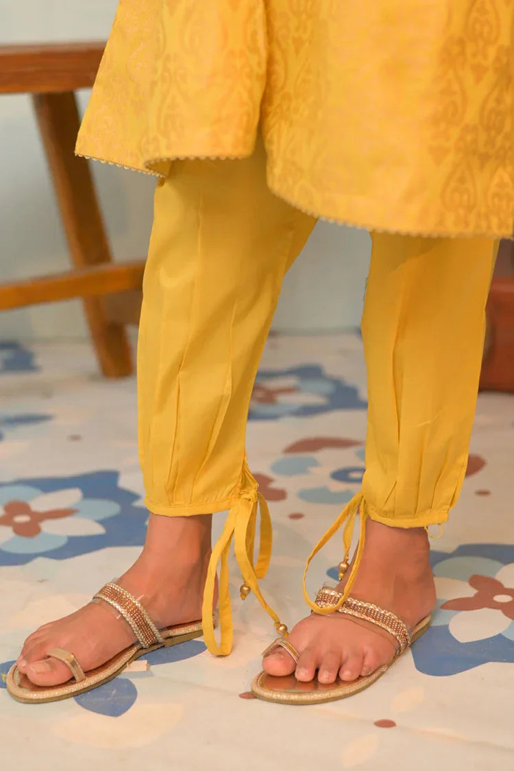 Picture of <!--axa-->KBD-02904 | Parrot Green & Gold | Casual Plus 3 Piece Suit | Cotton Jacquard - Available at Raja Sahib