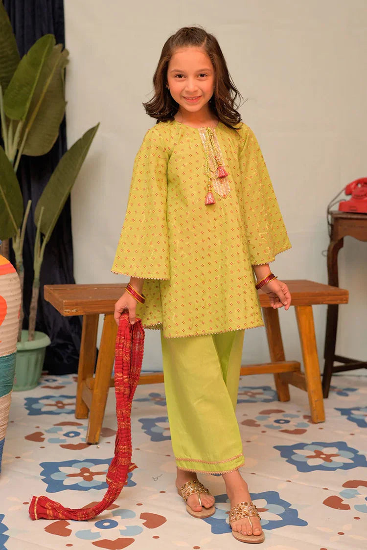 Picture of <!--awy-->KBD-02916 | Parrot Green & Multicolor | Casual Plus 3 Piece Suit | Viscose Filament Jacquard - Available at Raja Sahib