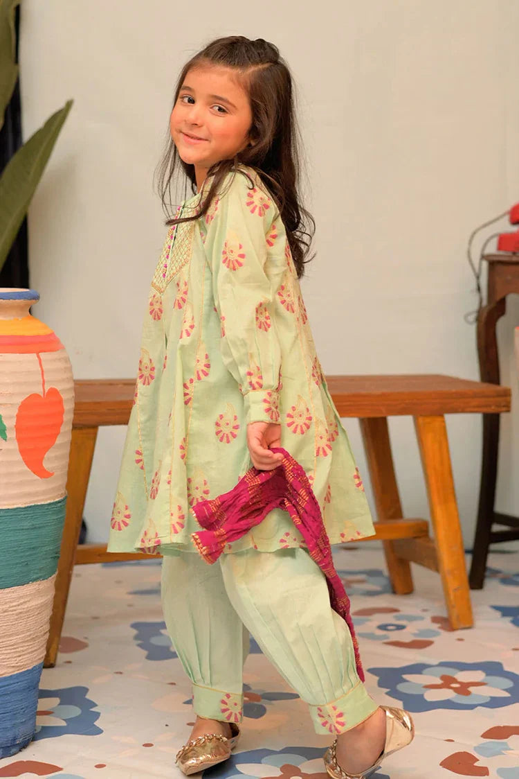 Picture of <!--aww-->KBD-02935 | Sea Green & Multicolor | Casual Plus 3 Piece Suit | Cotton Jacquard - Available at Raja Sahib