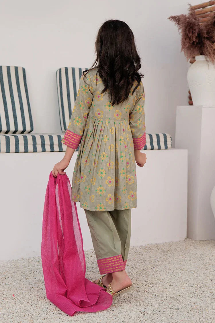 Picture of <!--aoq-->KBD-02990 | Grey & Multicolor | Casual Plus 3 Piece Suit | Cotton Dobby Dye over Gold Print - Available at Raja Sahib