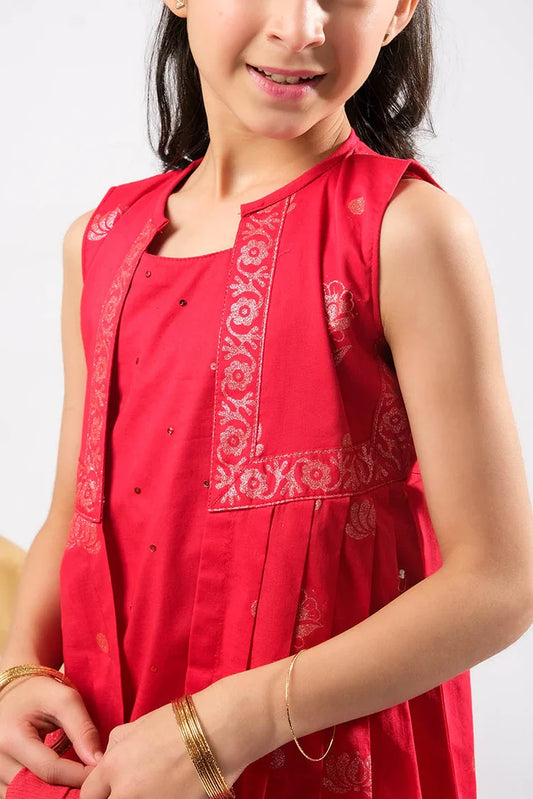 Senorita - Kids Eid Dress - Red - Casual Plus 3 Piece Suit - KBD-03389
