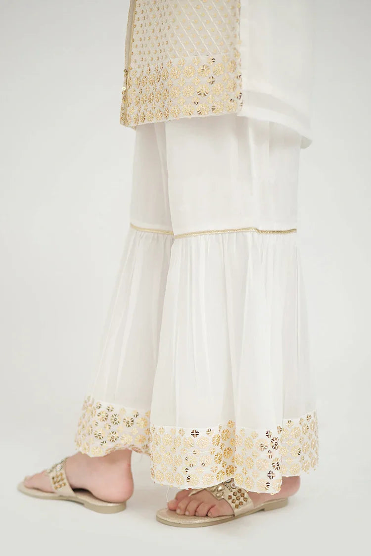 Picture of KDD-02647 | White & Gold | Formal 3 Piece Suit | Grip Viscose - Available at Raja Sahib