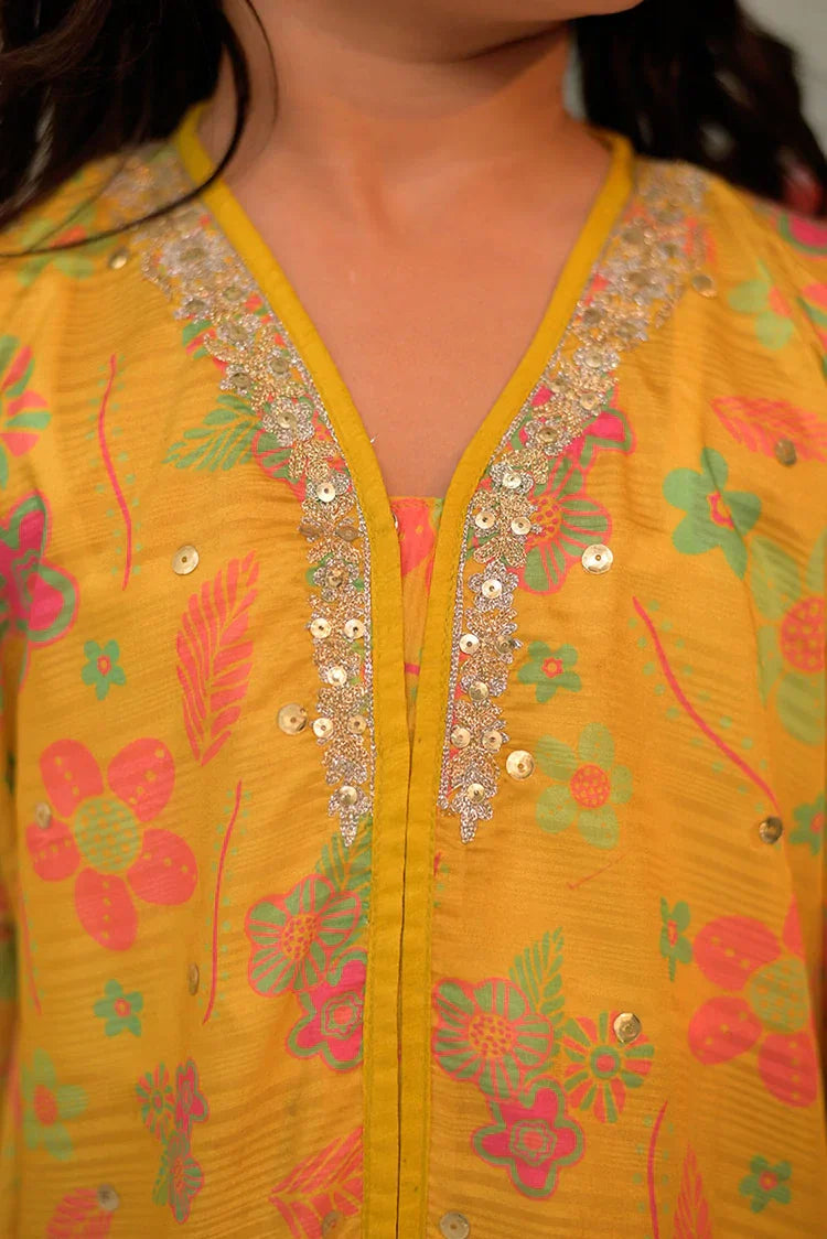 Picture of <!--aop-->KDD-02871 | Dhani & Multicolor | Formal 3 Piece Suit | Taser Silk - Available at Raja Sahib