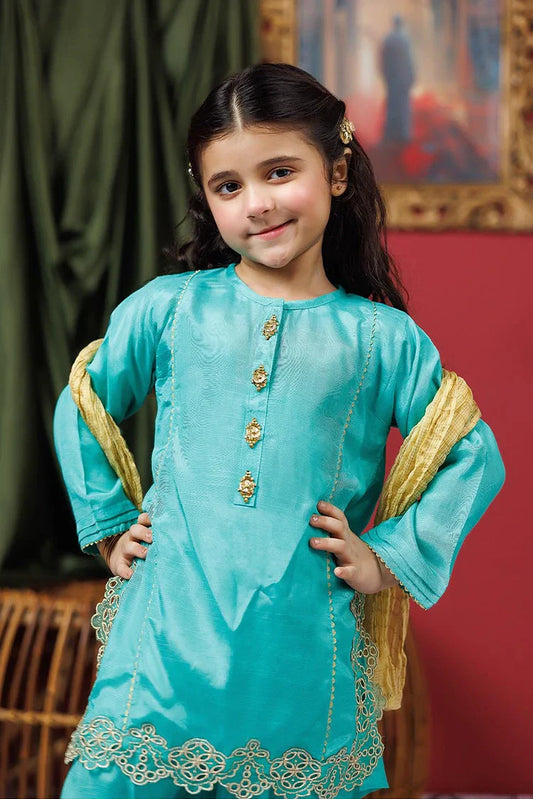 KDD-02948 | Sea Green & Gold | Formal 3 Piece Suit | VIscose Raw Silk