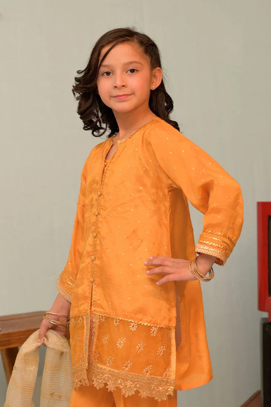 KDD-02949 | Yellow & Gold | Formal 3 Piece Suit | Viscose Raw Silk