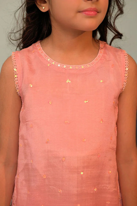 KDD-02950 | Peach & Gold | Formal 3 Piece Suit | Viscose Raw Silk