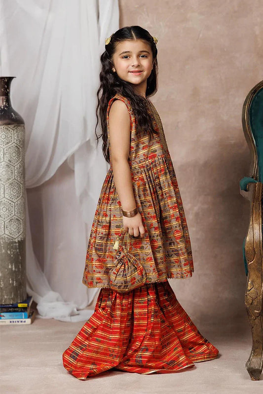 KDD-02996 | Beige & Multicolor | Formal 3 Piece Suit | Cotton Organza Digital Print