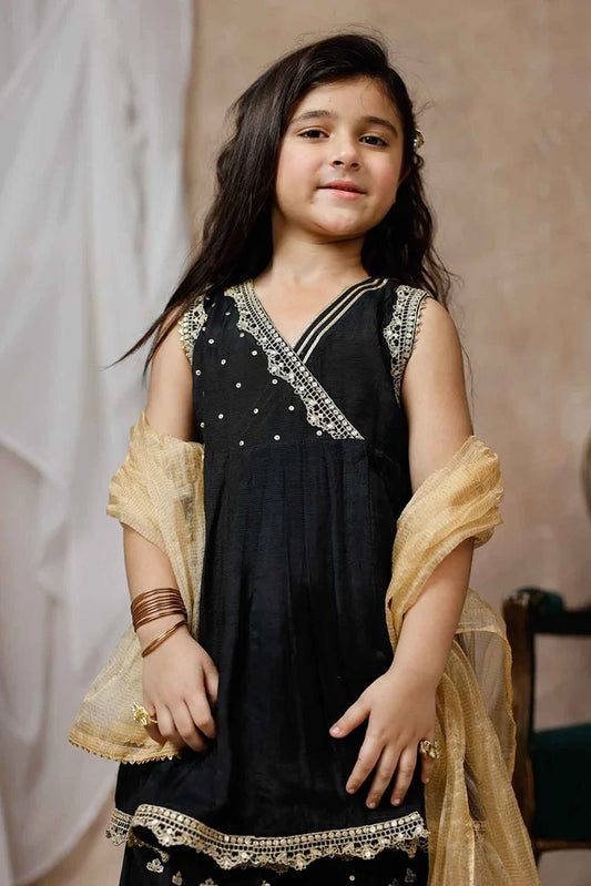 KDD-03018 | Black & Gold | Formal 3 Piece Suit | Viscose Raw Silk