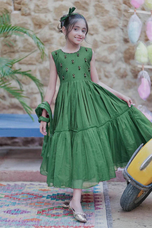 KDD-03096 | Bottle Green | Formal 3 Piece Suit | Viscose Chambray Katan