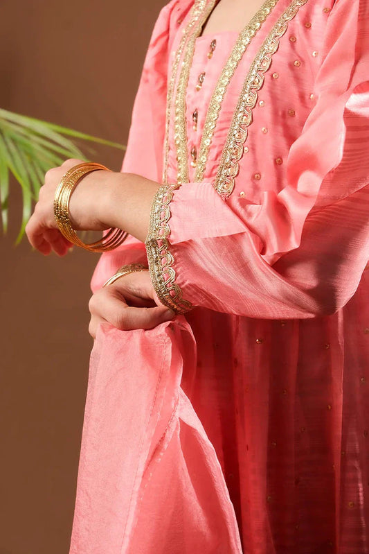 Senorita - Kids formal clothes - Peach & Dark Pink - Formal 3 Piece Suit - KDD-03220