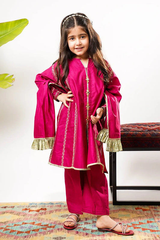 Senorita - Kids formal clothes - Pink & Gold - Formal 3 Piece Suit - KDD-03237