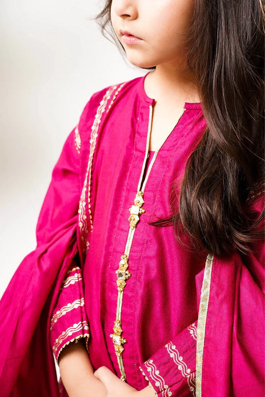 Senorita - Kids formal clothes - Pink & Gold - Formal 3 Piece Suit - KDD-03237