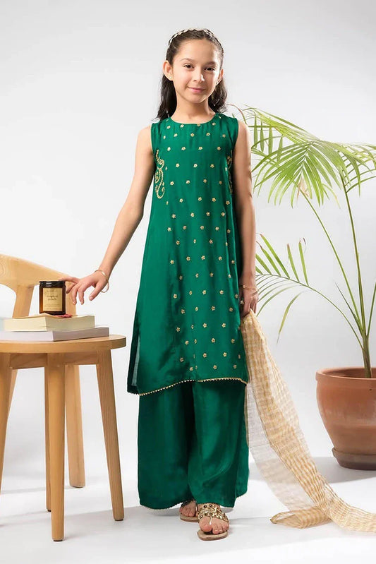 Senorita - Kids formal clothes - T.Green/Gold - Formal 3 Piece Suit - KDD-03279