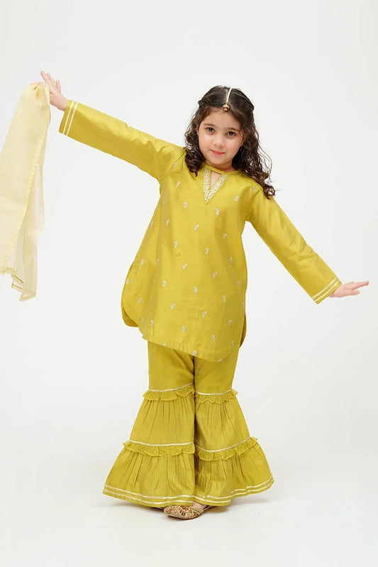 Senorita - Winter Formal Dress - Yellow & Gold - 3 Piece - KDD-03665