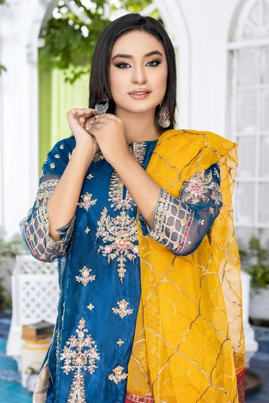 Picture of Ketifa - Formals Unstitched Collection - Artistic Blue - Available at Raja Sahib