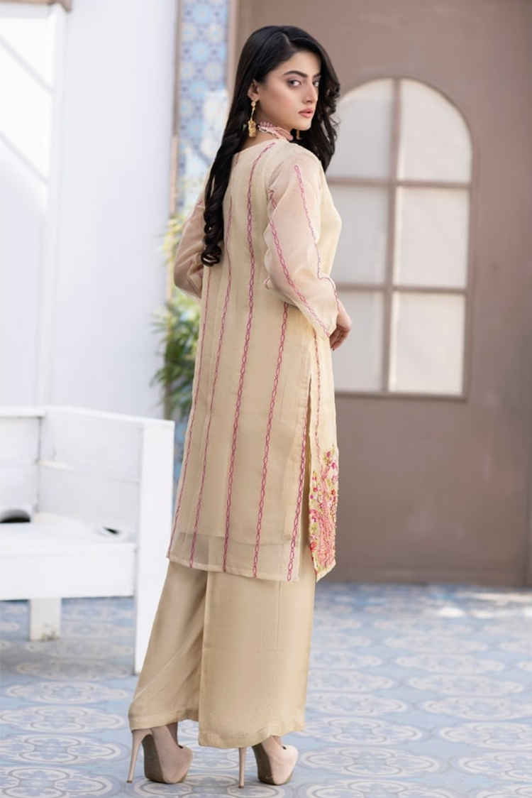 Picture of Ketifa - Organza 2 Pc Ready To Wear Collection - Pastle Shine - Available at Raja Sahib