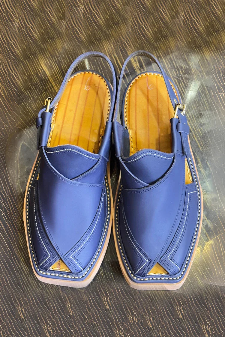 Picture of Khan's Wear - Kaptaan Chappal - Blue - Available at Raja Sahib