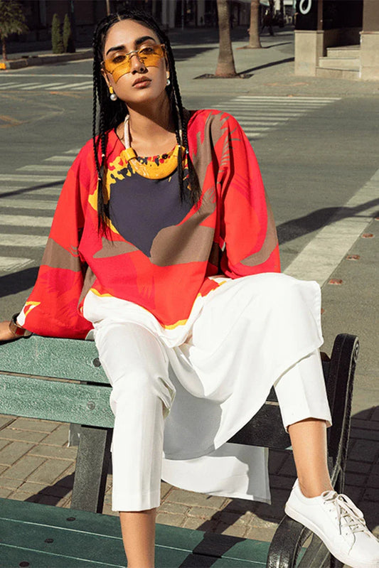 Kaanthaa - 1 Piece - Stitched - Floral Flame