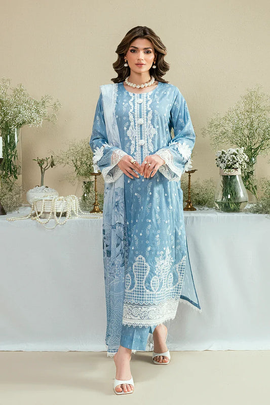 Kaanthaa - Kunep - Lawn Unstitched - 3 Piece - 003 - Sky Blue