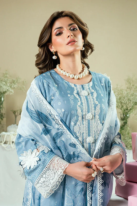 Kaanthaa - Kunep - Lawn Unstitched - 3 Piece - 003 - Sky Blue