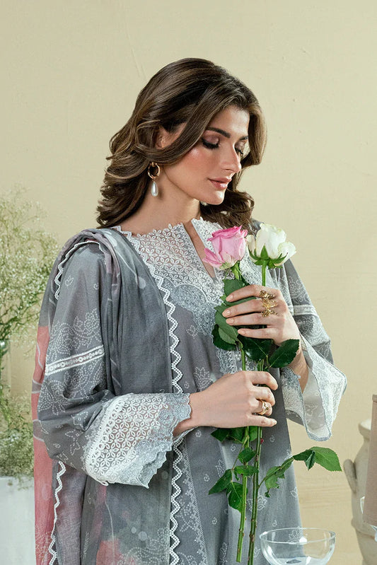 Kaanthaa - Kunep - Lawn Unstitched - 3 Piece - 004 - Gray