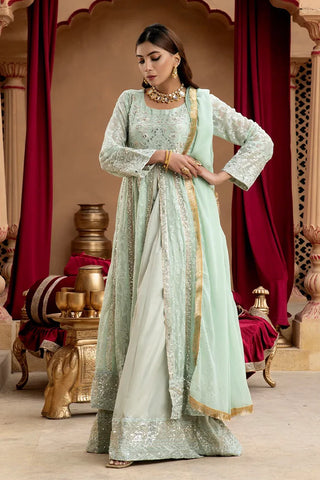 Picture of Manahils - Jal Pari RTW Collection - Kurti-B-007-Aqua - Available at Raja Sahib