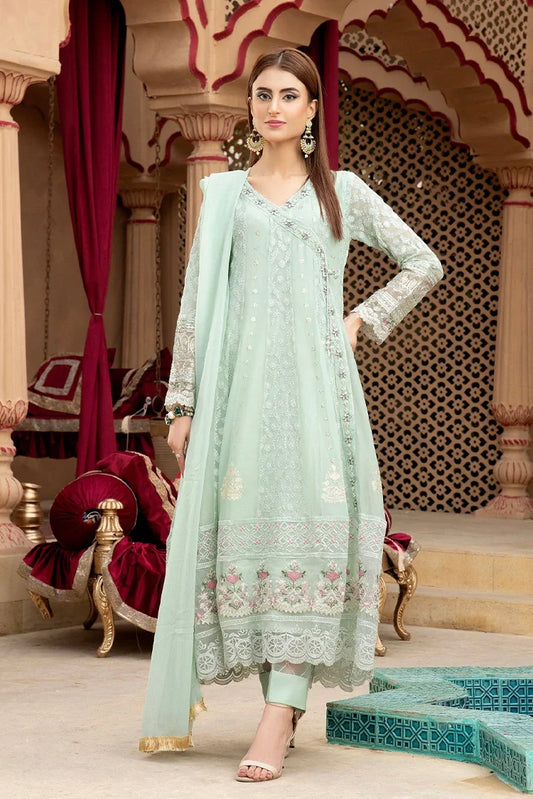 Picture of Manahils - Jal Pari RTW Collection - Angrakha-B-008-Aqua - Available at Raja Sahib