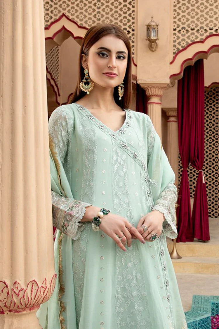 Picture of Manahils - Jal Pari RTW Collection - Angrakha-B-008-Aqua - Available at Raja Sahib