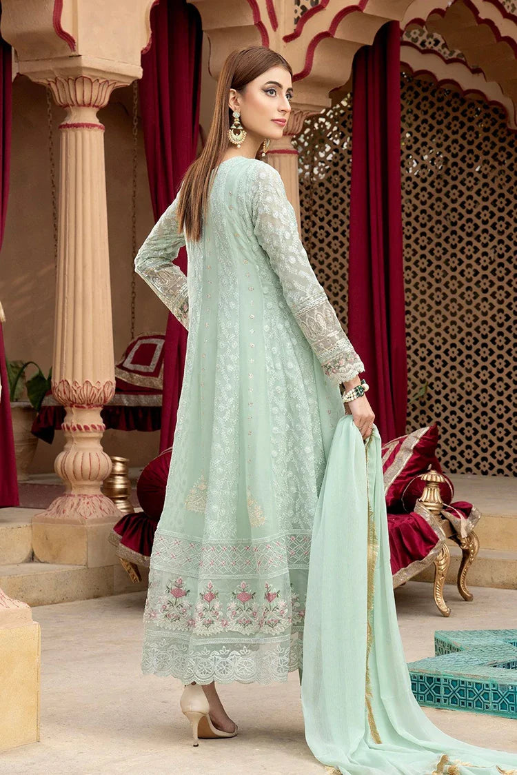 Picture of Manahils - Jal Pari RTW Collection - Angrakha-B-008-Aqua - Available at Raja Sahib