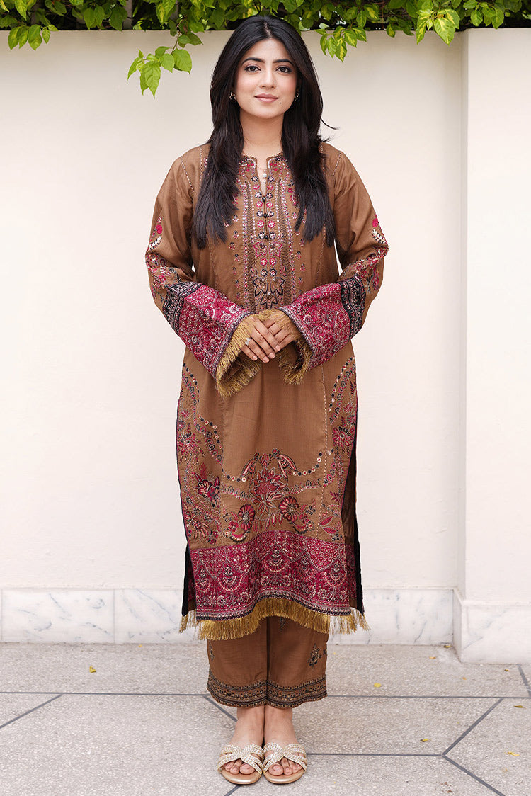 Picture of Embroidered Dull Raw Silk Suit L0955 - 2 Piece - Available at Raja Sahib