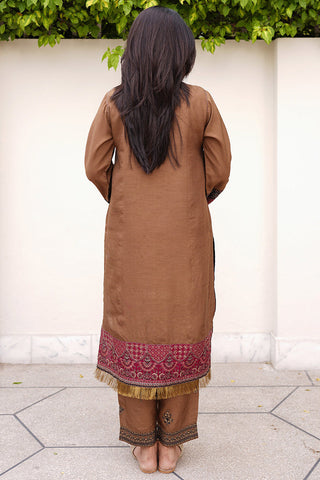 Embroidered Dull Raw Silk Suit L0955 - 2 Piece