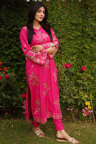 Picture of Embroidered Raw Silk Suit L0957 - 3 Piece - Available at Raja Sahib