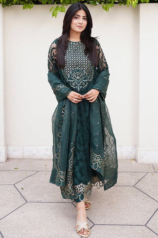 Picture of Embroidered Brosha Net Suit L1145 - 3 Piece - Available at Raja Sahib