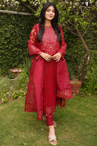 Picture of Embroidered Brosha Net Suit L1146 - 3 Piece - Available at Raja Sahib