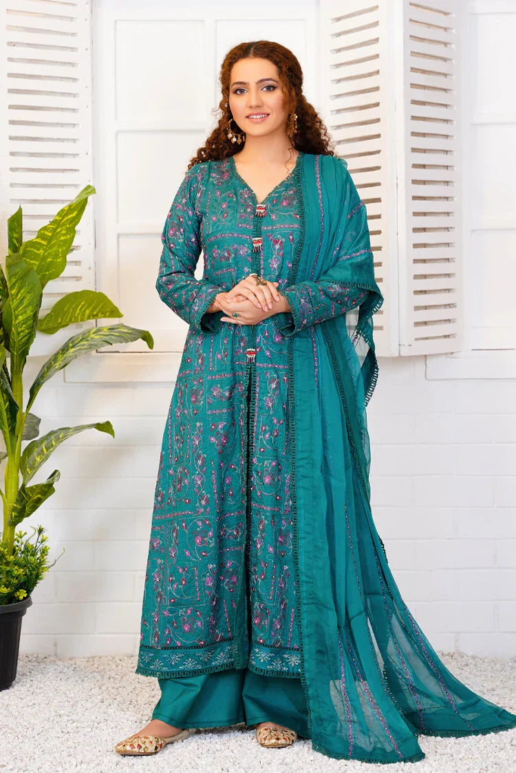 Picture of <!--kw-->Threads & Weaves - 3 Pc Embroidered Lawn Suit - L23101 - Available at Raja Sahib