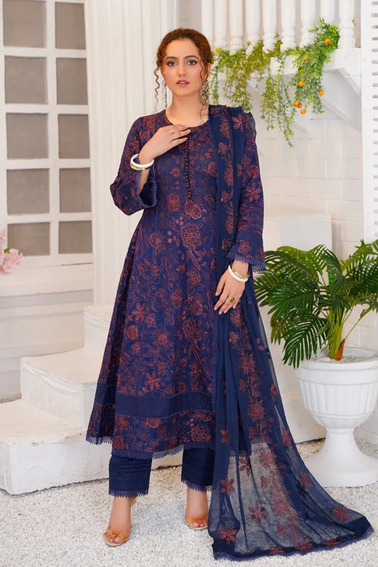 Picture of <!--ku-->Threads & Weaves - 3 Pc Embroidered Lawn Suit - L23103 - Available at Raja Sahib
