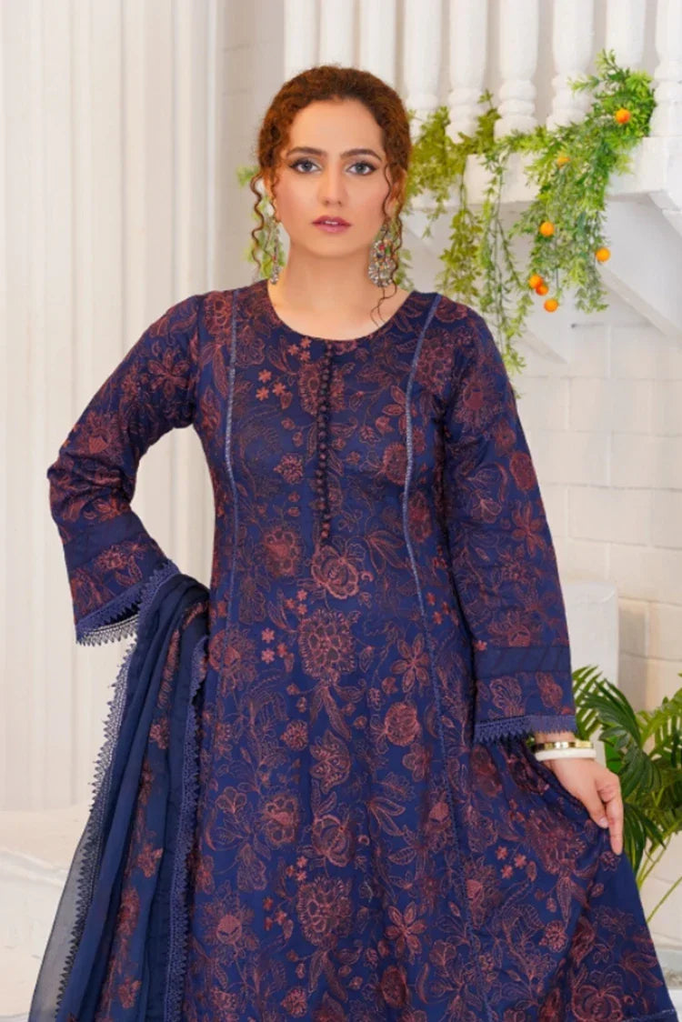 Picture of <!--ku-->Threads & Weaves - 3 Pc Embroidered Lawn Suit - L23103 - Available at Raja Sahib