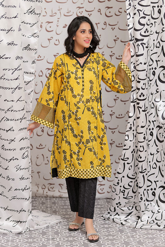 Senorita - LAA-02163 | Yellow& Black | Casual Kurta  | Cotton Lawn Print