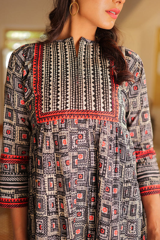 Senorita - LAC-02165 | Black & Red | Casual 2 Piece Suit  | Cotton Lawn Print